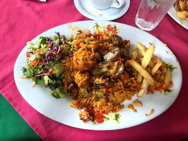 Another funny combo - Seafood Paella Special with french fries & salad! This was our meal in Montezuma after a full day at Cabo Blanco. The mussels were so fresh and although the meal was non-traditional, we enjoyed the fun mixture of the special the locals created.
